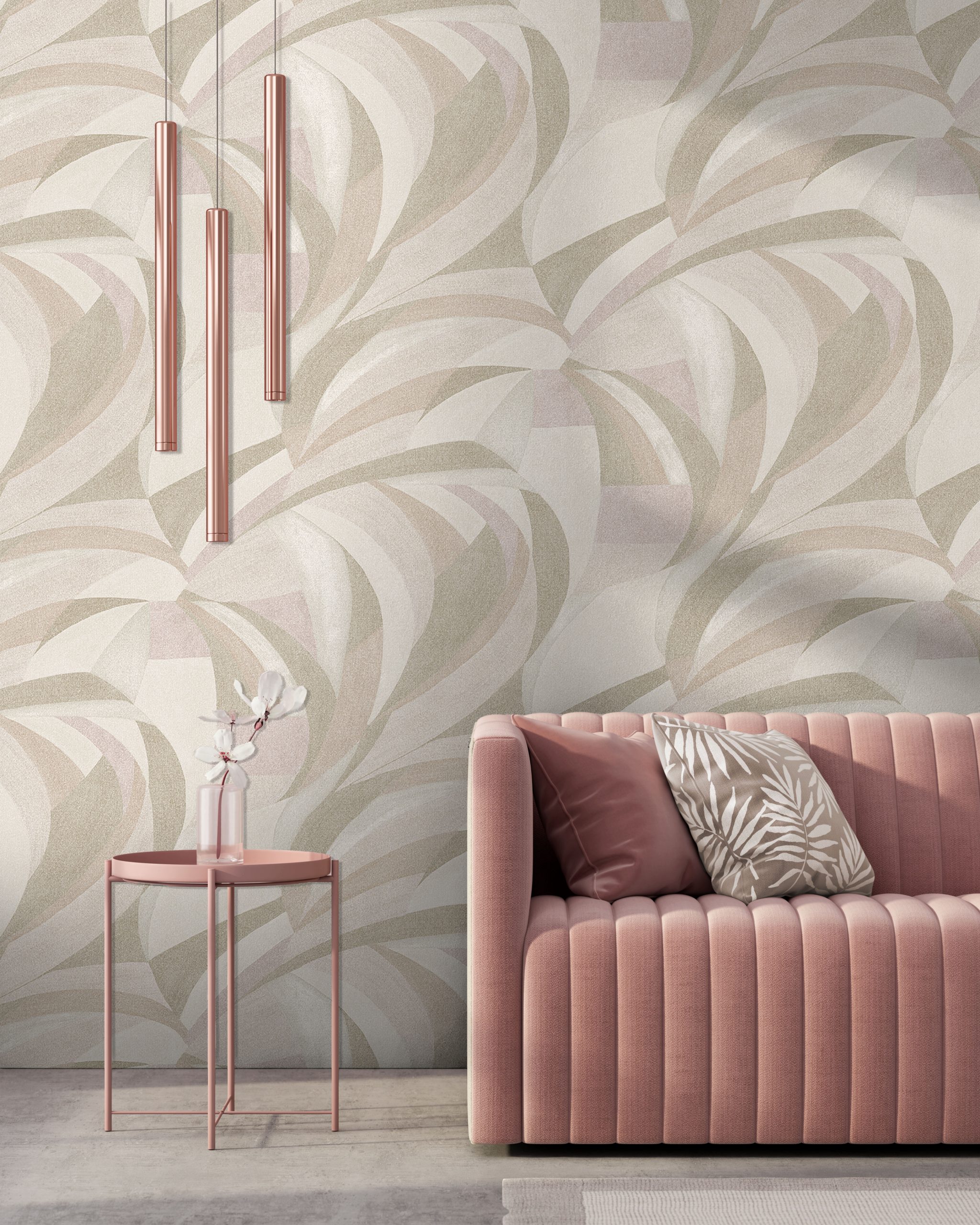 Monochrome interior in pink color