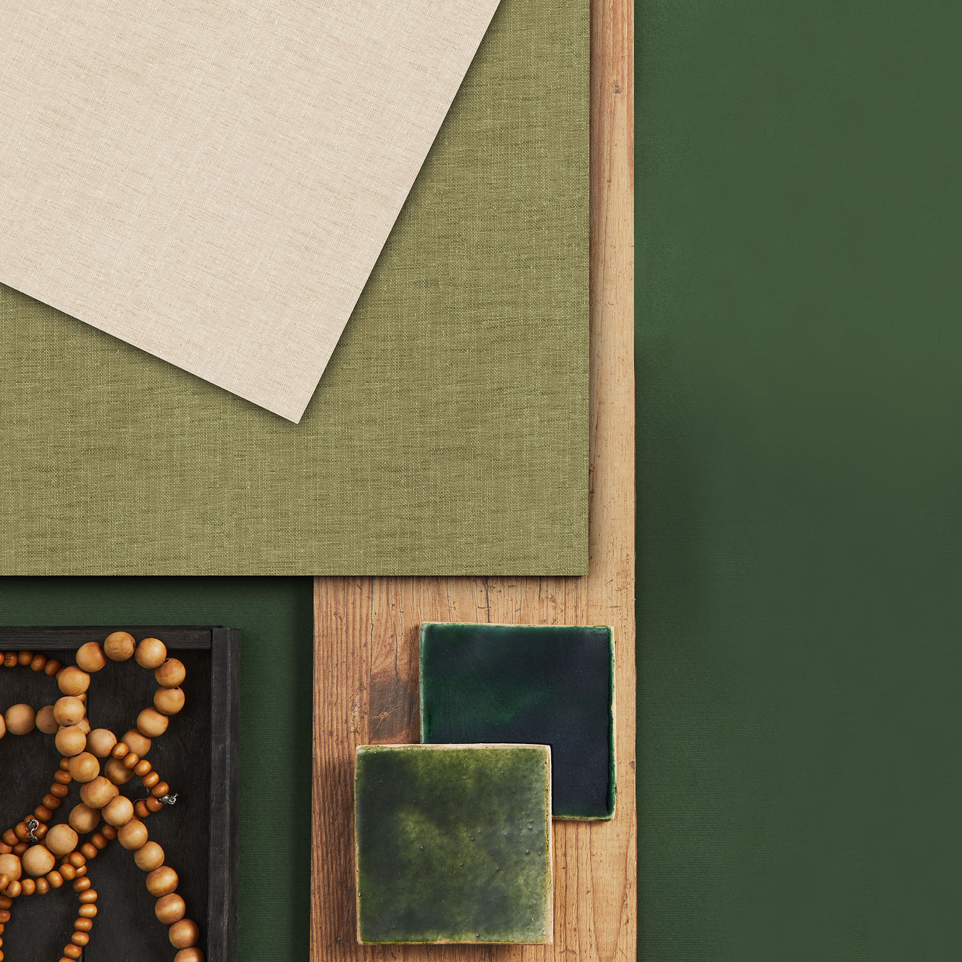 Flat lay of creative architect moodboard composition with sample