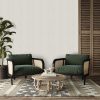 Australian minimalism concept style of livingroom with brown floor and wicker armchair. Mockup empty wall. Creative large carpet and furniture. 3d rendering. High quality 3d illustration